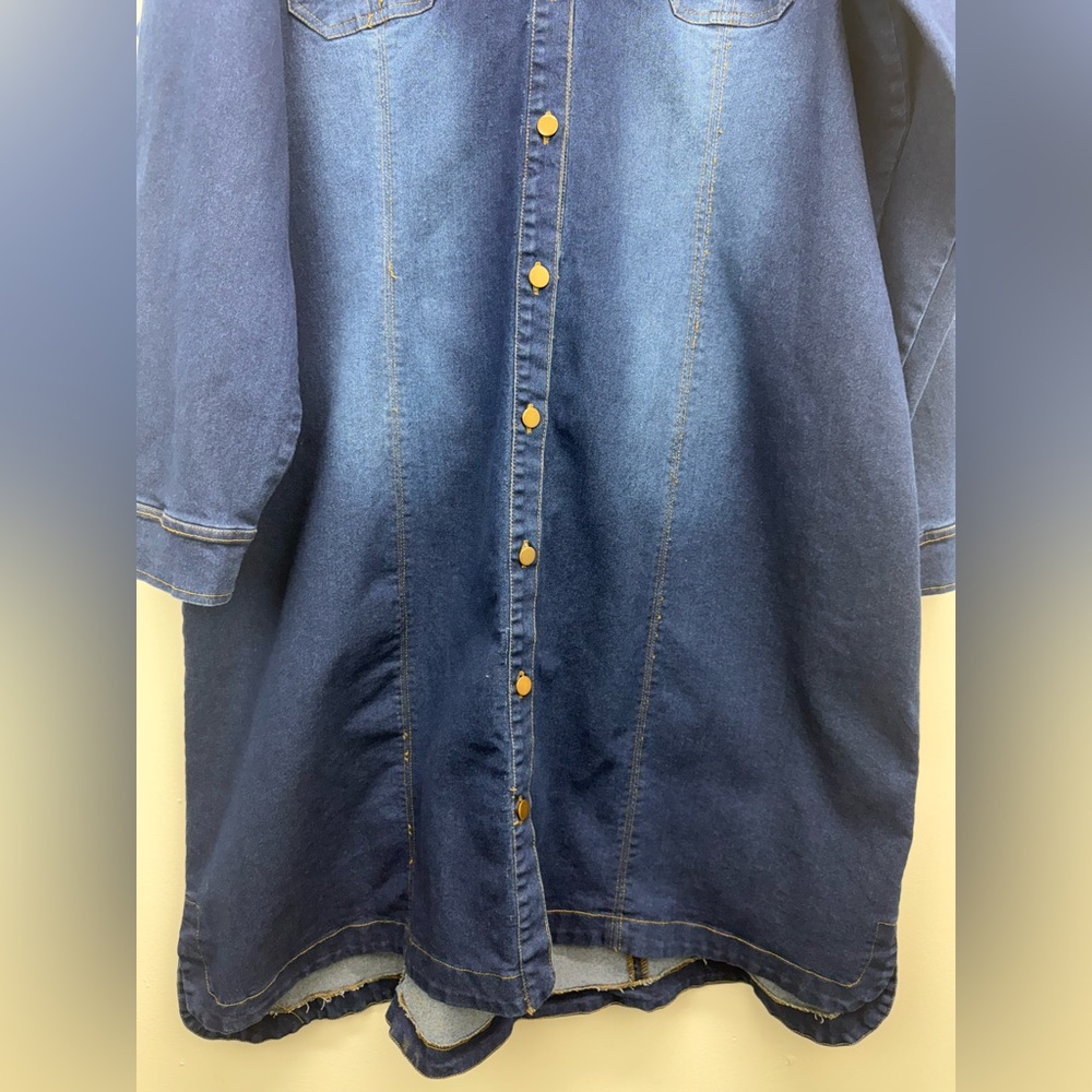 Dark Blue Denim Shirt Dress Size 3x - Picture 3 of 8